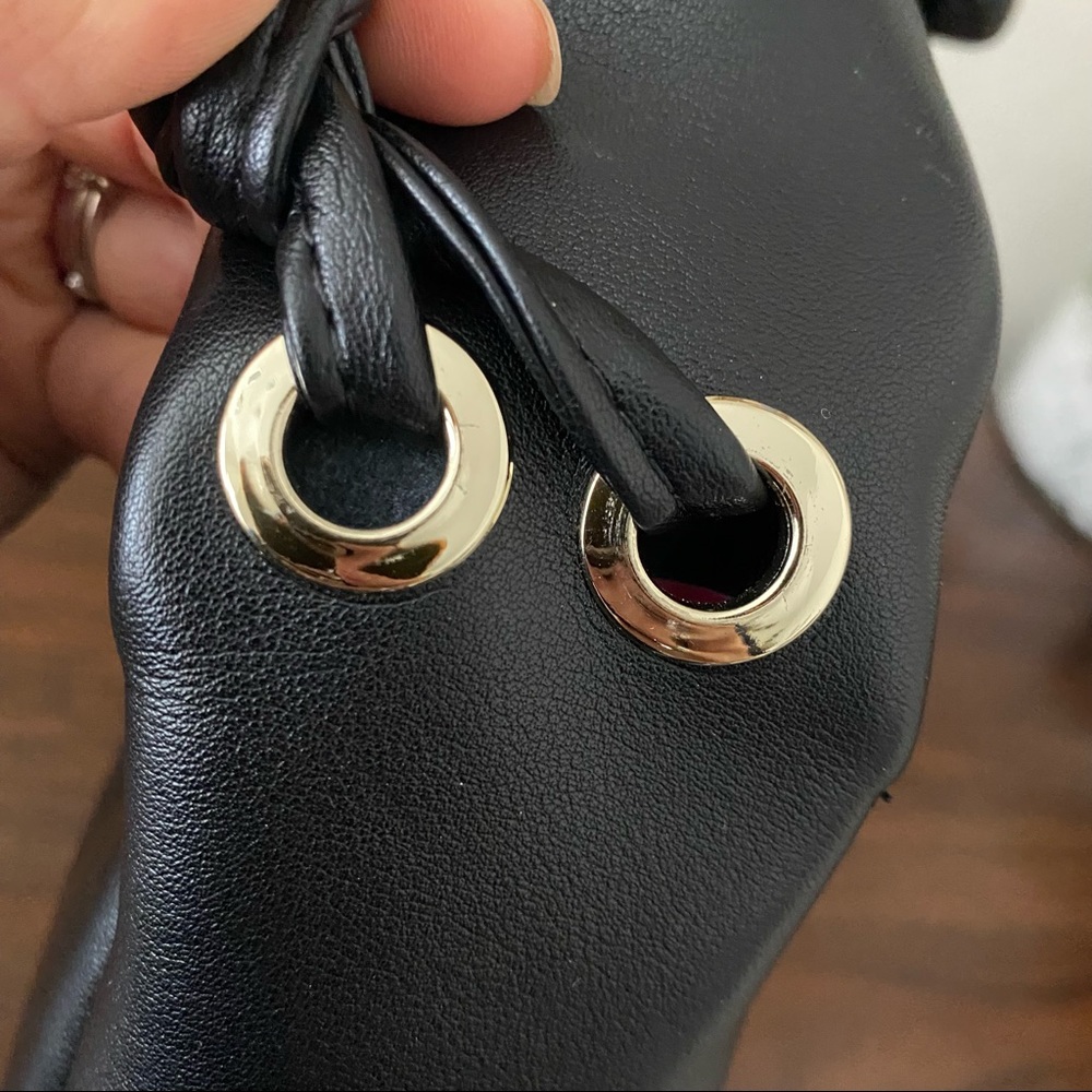 Black Gathered Scrunchie Drawstring Shoulder Bag … - image 6